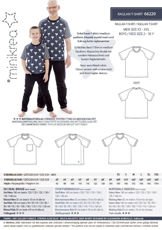 Raglan T-Skjorte Barn og Herre - Minikrea 66220