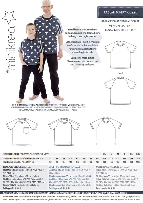 Raglan T-Skjorte Barn og Herre - Minikrea 66220