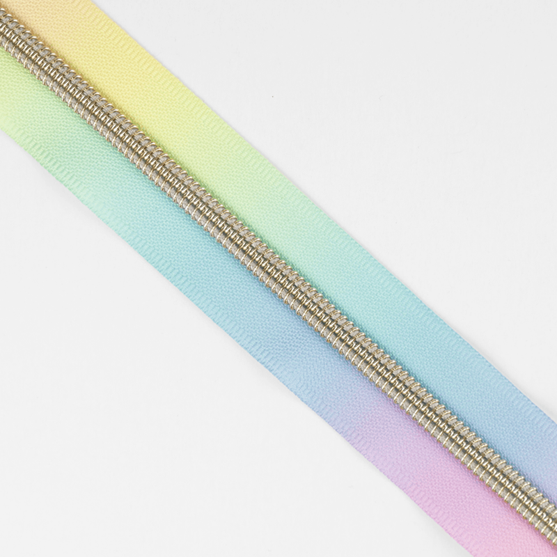 Pastell/Gull - 3 m Nylon Glidelås #5