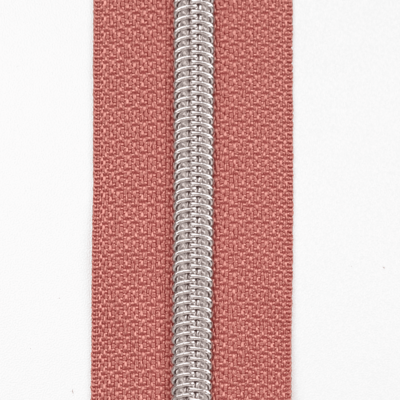 Sølv/Marsala - 3 m Glidelås 6,5 mm