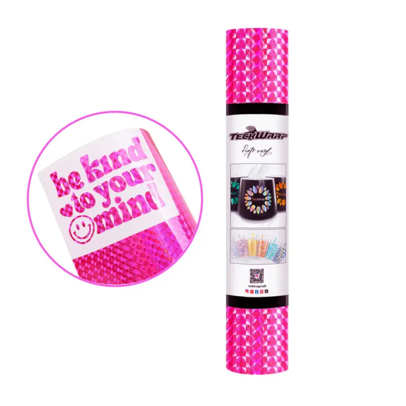 Holographic Diamond Dekorvinyl - Neon Rosa