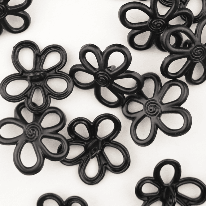 Hovedbilde Daisy Matt Sort - 23 mm Metall Knapp