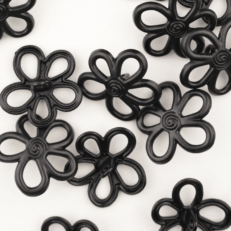 Daisy Matt Sort - 23 mm Metall Knapp