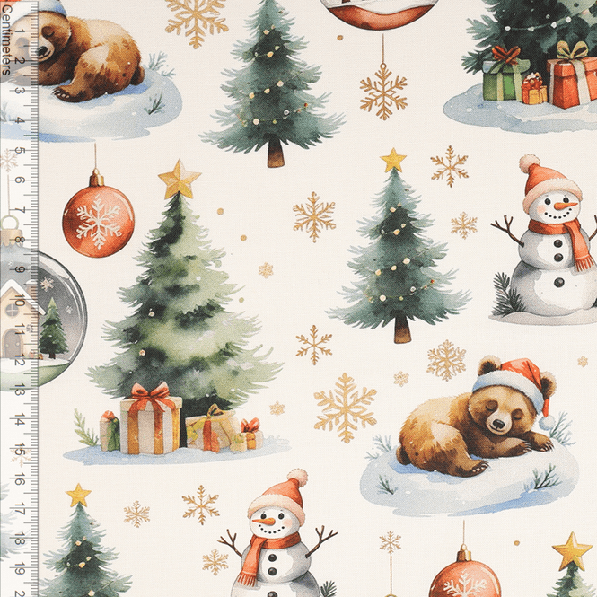 Hovedbilde Bear & Snowman - Fast Bomull