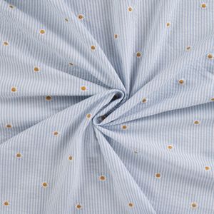 Hovedbilde Daisy Stripe Lys Bl&aring; - Seersucker Brodert Bomull