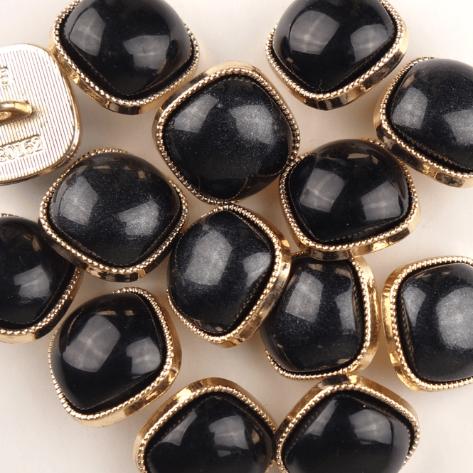 Hovedbilde Square Pearl Sort - 14 mm Metall Knapp