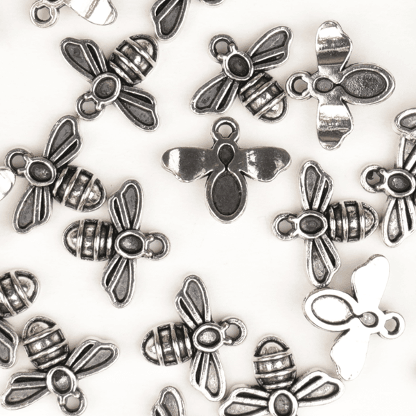Bee Charm Antikk S&oslash;lv - 11mm x 14mm