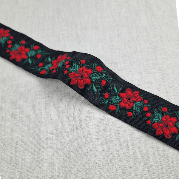 Sadie Sort/Rød - Pyntebånd 33 mm