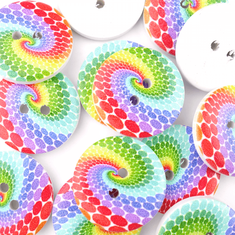 Rainbow Swirl - 20 mm Tre Knapp