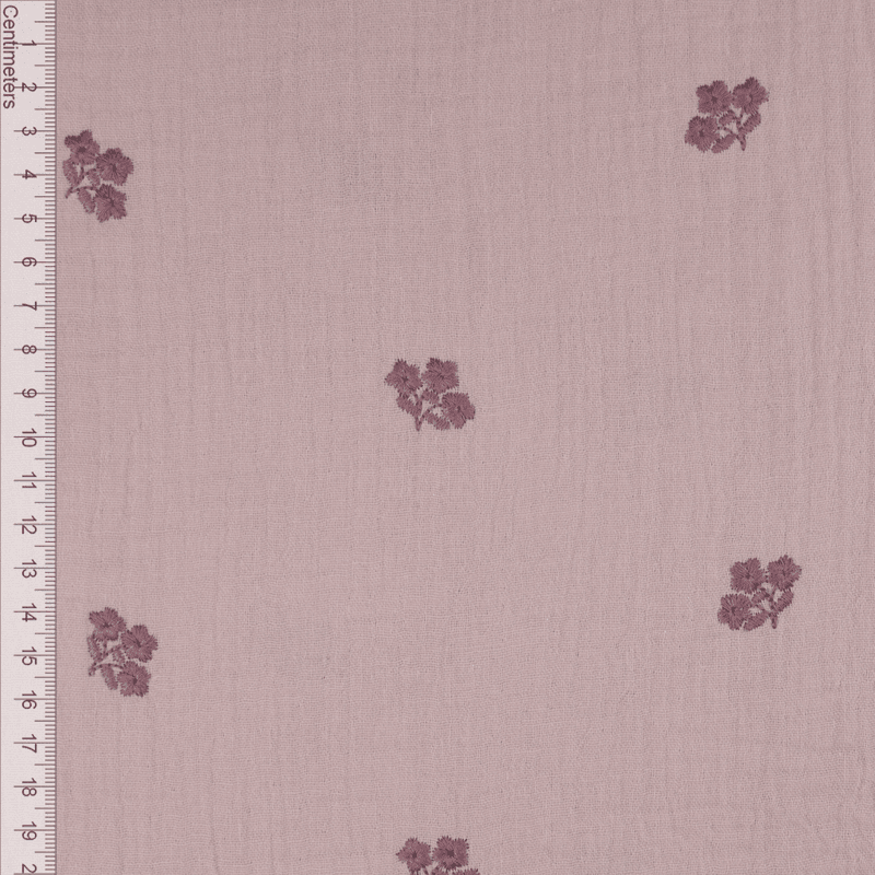 Fleur Dusty Pink - Brodert Musselin