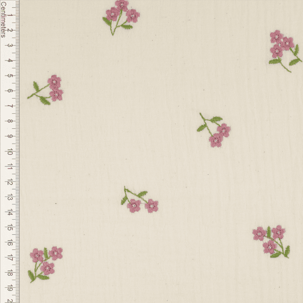 Sweet Flower Ecru - Brodert Musselin