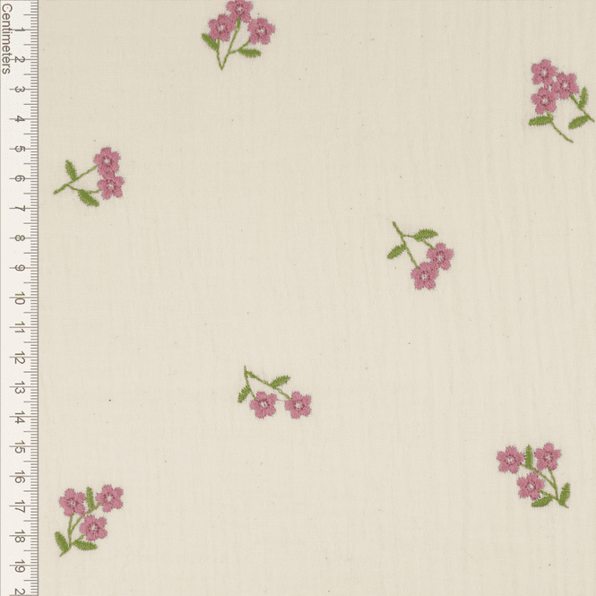 Hovedbilde Sweet Flower Ecru - Brodert Musselin
