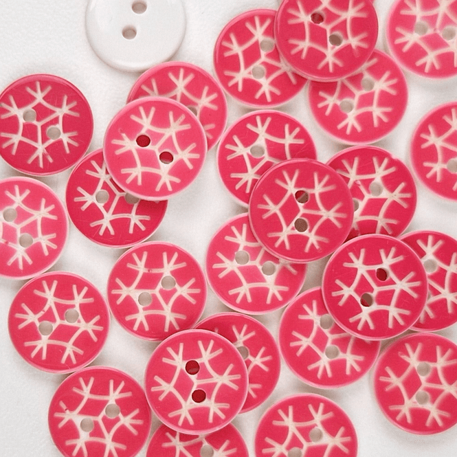 Hovedbilde Snøfnugg Rosa - 12 mm Resin Knapp
