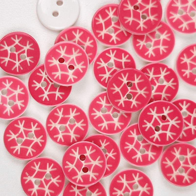 Snøfnugg Rosa - 12 mm Resin Knapp