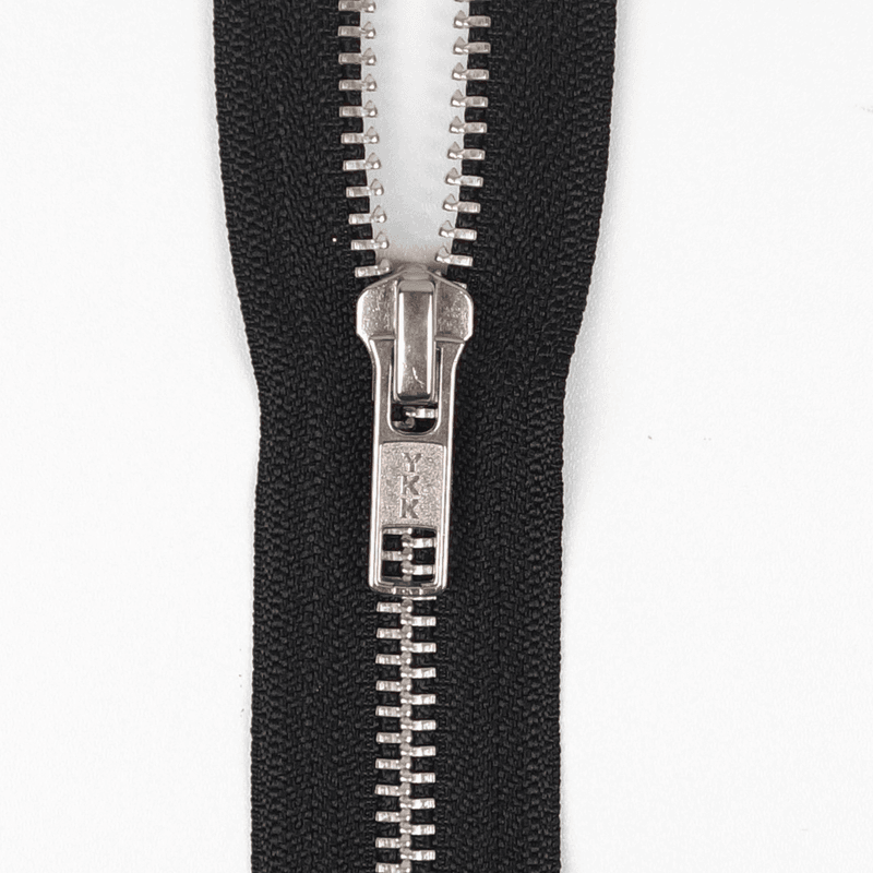 Sort - Aluminium Delbar Glidelås (6 mm)
