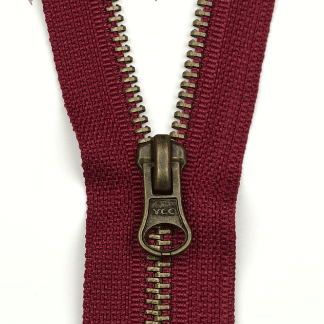 Hovedbilde Bordeaux - Antikk Messing Glidelås (6 mm)
