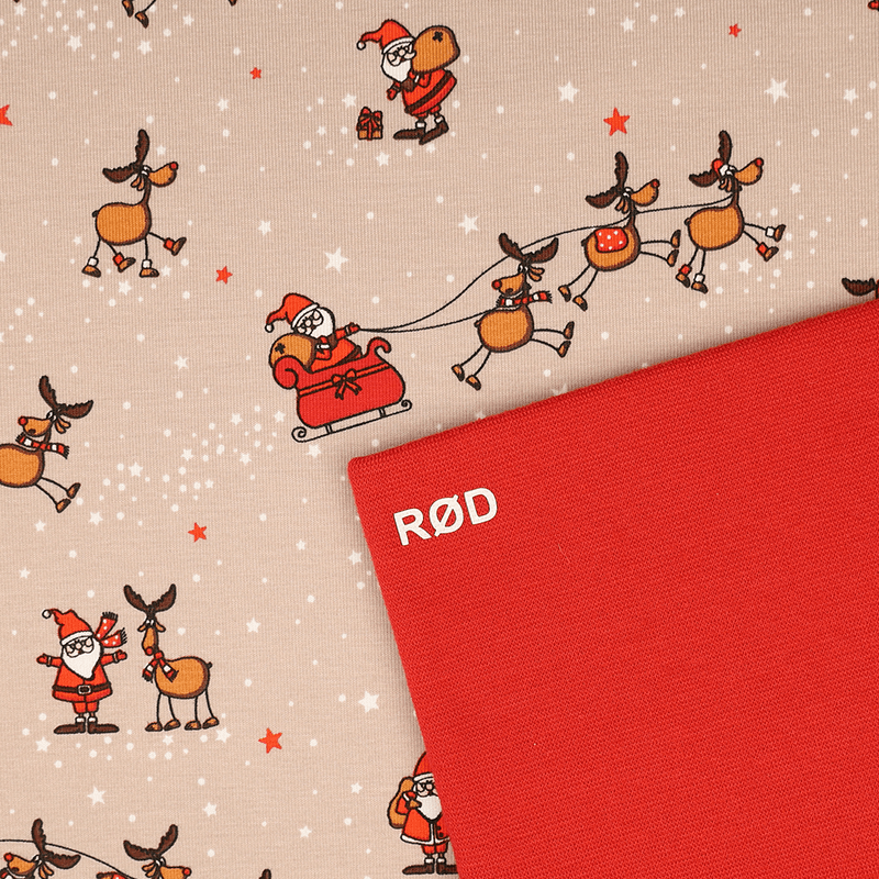 Santa & Rudolf Beige - Jersey