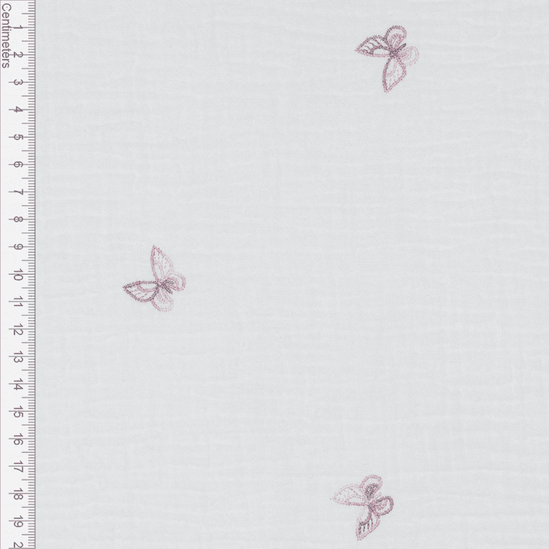 Butterfly Pink - Brodert Musselin