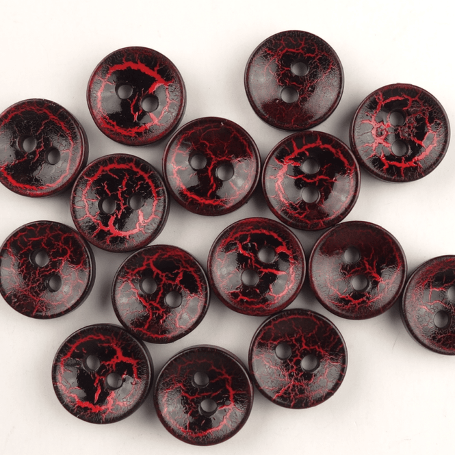 Hovedbilde Cracked Rød - 11,5 mm Resin Knapp