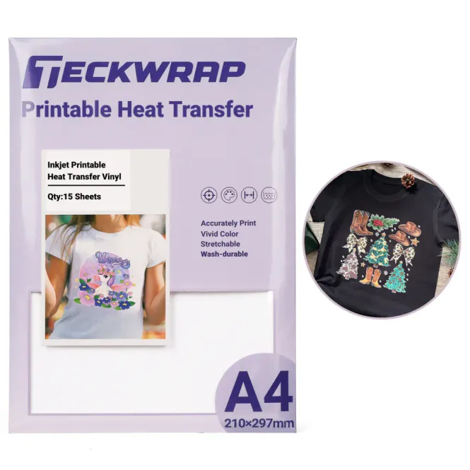 Hovedbilde TeckWrap Printable HTV A4 Matt Hvit 15pk