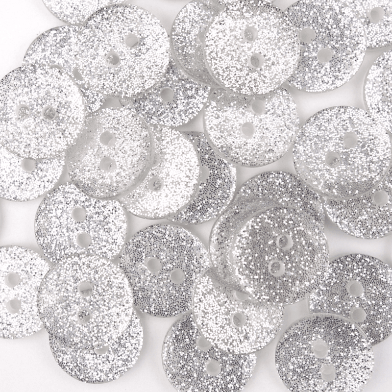 Glitrende Rund - 13 mm Resin Knapp