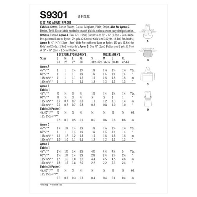 Hovedbilde Forkle Barn og Voksen - Simplicity S9301