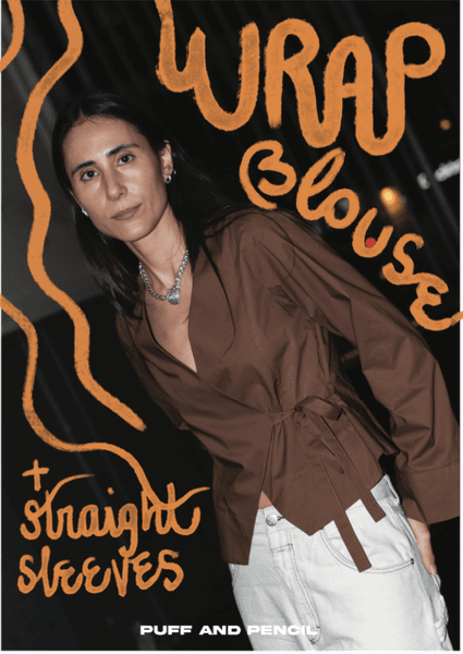 Wrap Blouse x Straight Sleeve - Puff and Pencil