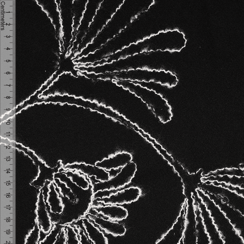 Flora Sort - Brodert Jakkestoff