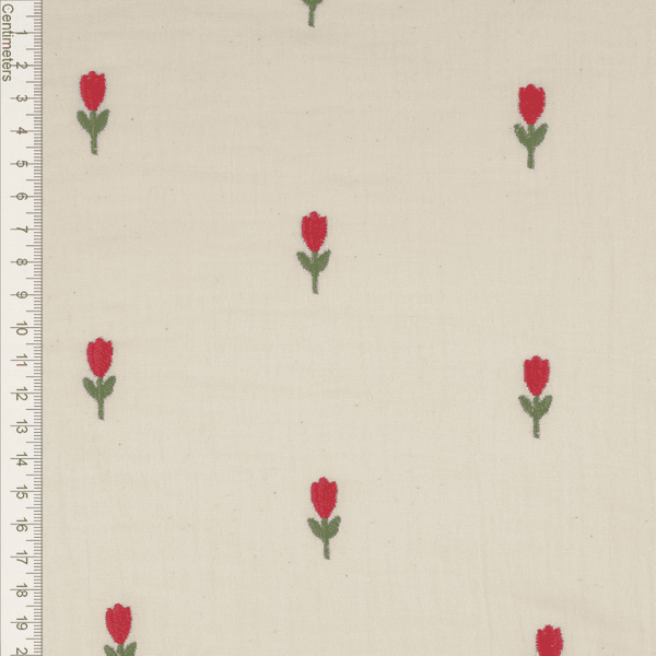 Tulipaner - Brodert Musselin