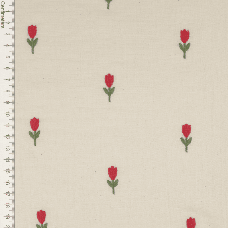 Tulipaner - Brodert Musselin
